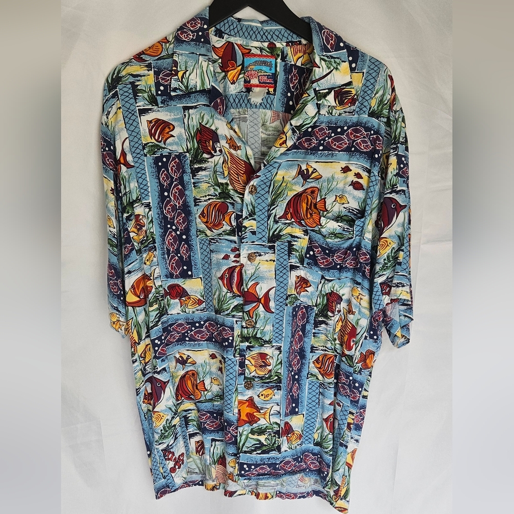Reyn Spooner Joe Kealoha's Vibrant Island Tropical Fish Print Shirt